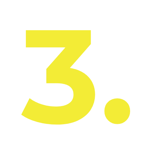 The number three in yellow