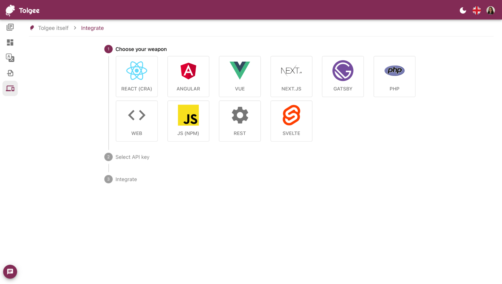 Tolgee integrations set up
