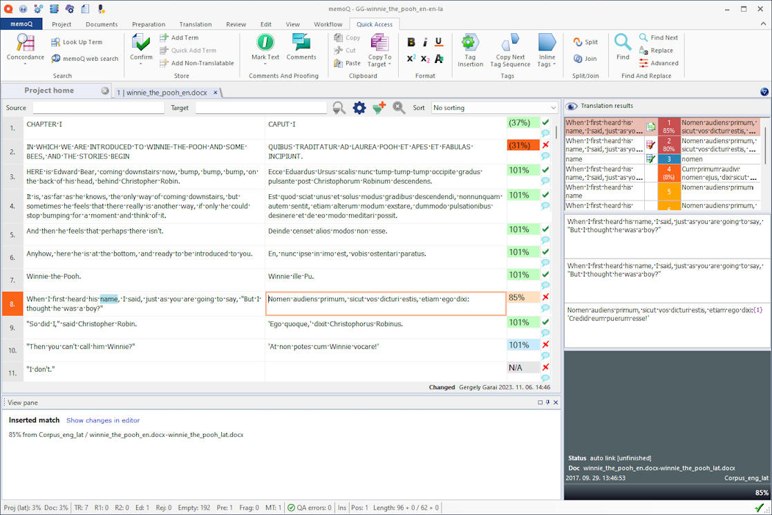 memoQ interface