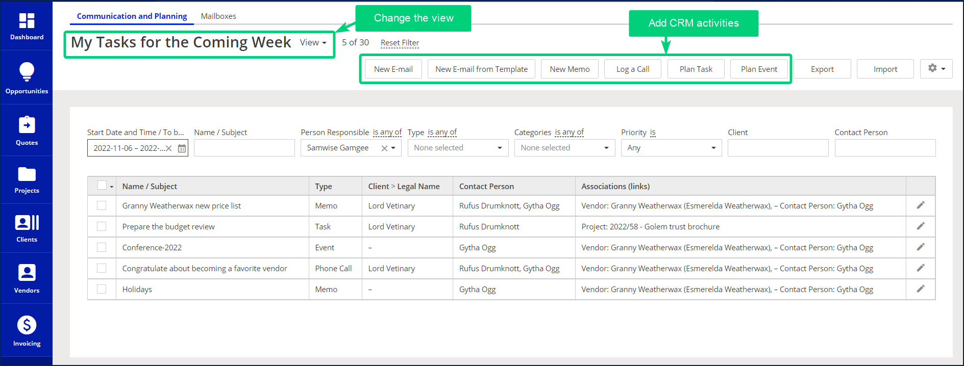 XTRF communication dashboard