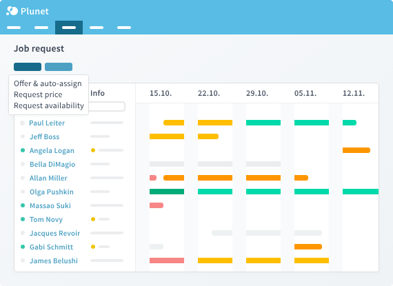 Plunet user interface