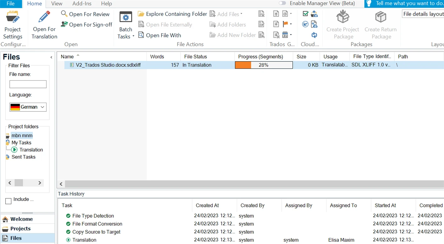 SDL Trados Studio user interface