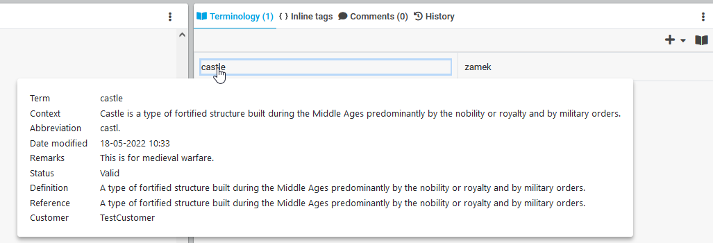 XTM Metadata Pop Up