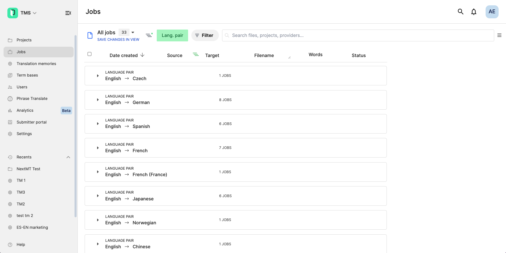 Phrase TMS Interface