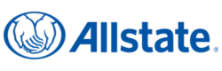 The logo for Allstate. A stylized illustration of two hands cupped together is enclosed in a circle on the left, with the word "Allstate." written in blue to the right.