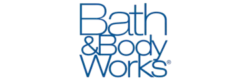 The logo for Bath & Body Works. The words "Bath & Body Works" are stacked on top of each other, written in a blue, rounded serif font.
