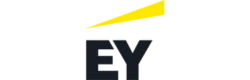 The EY logo. The letters "EY" are in a dark gray bold font with a bright yellow, slanted highlight above them.