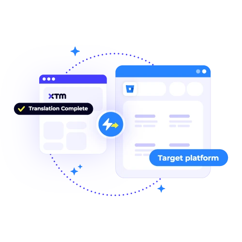Real-time updates between XTM and Bitbucket for immediate content deployment upon "Translation Complete." Speed up development cycles.