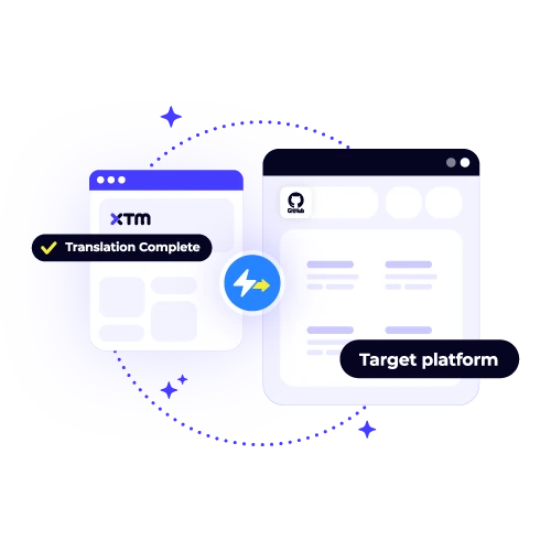 Real-time updates push translated content from XTM back to GitHub upon "Translation Complete." Accelerate development cycles.
