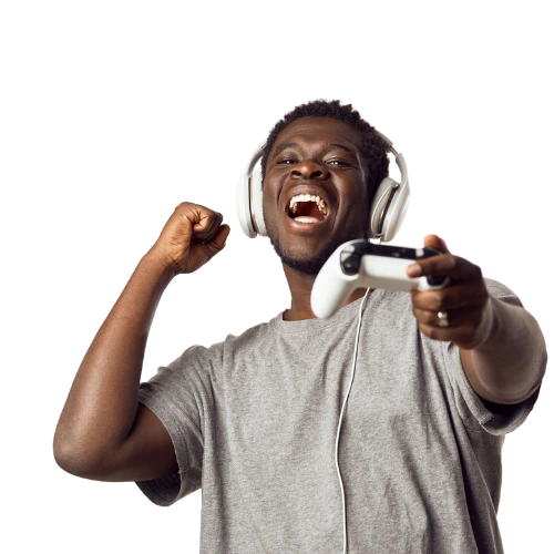 a picture of an excited gamer, highlighting the impact of XTMs gaming localization
